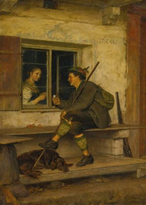 The Tyrolean traveler by Eduard Von Grutzner Oil Painting