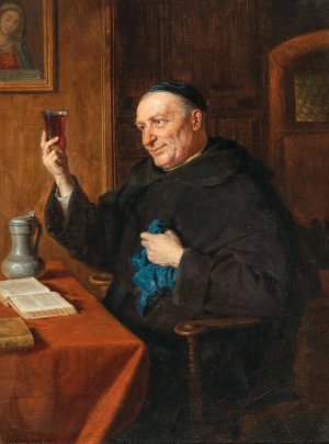 Wine Tasting by Eduard Von Grutzner Oil Painting