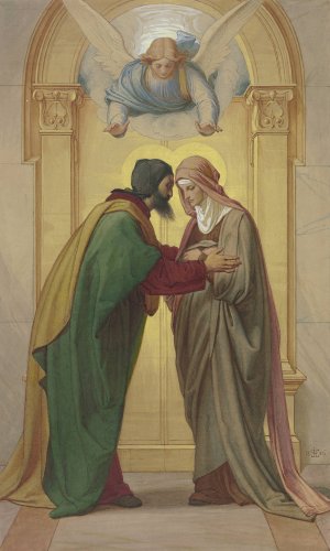 Begegnung Joachims und Annas an der Goldenen Pforte by Eduard Von Steinle Oil Painting