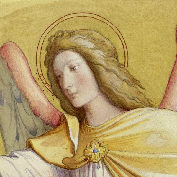 Bust of an Angel by Eduard Von Steinle - Hand-Painted Oil Painting Reproduction