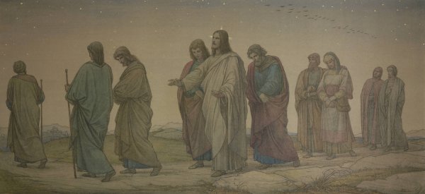 Christ Walking with the Disciples  by Eduard Von Steinle - Hand-Painted Oil Painting Reproduction