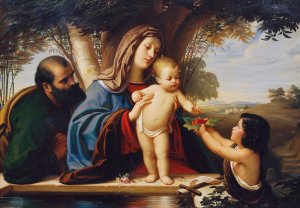 Holy Family with St. John by Eduard Von Steinle Oil Painting