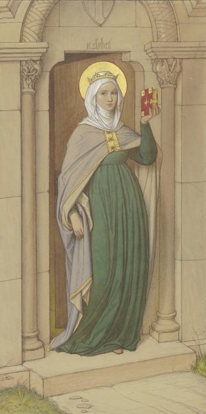 Saint Elisabeth  by Eduard Von Steinle - Hand-Painted Oil Painting Reproduction