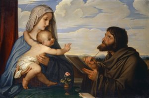 Saint Luke Painting the Virgin by Eduard Von Steinle Oil Painting