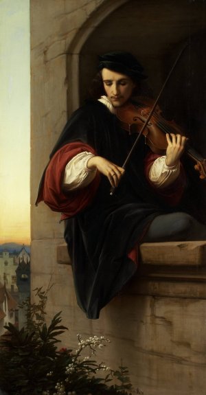 Violinist in the Belfry Window by Eduard Von Steinle Oil Painting