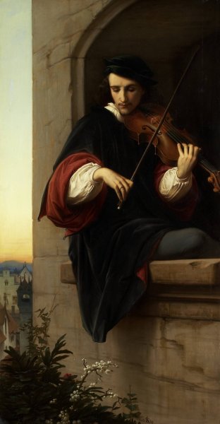 Violinist in the Belfry Window  by Eduard Von Steinle - Hand-Painted Oil Painting Reproduction