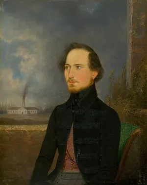 Portrait Of J. Strobl by Eduard Wirostek Oil Painting