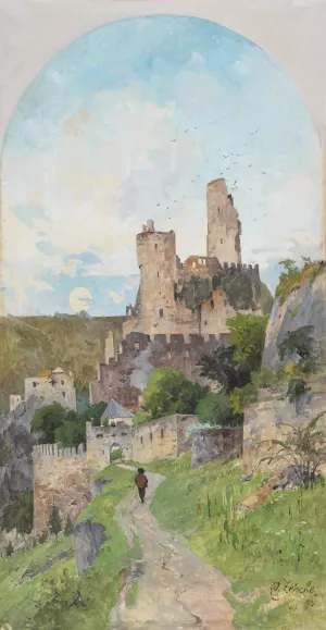 Blick auf die Ruine Durnstein Oil painting by Eduard Zetsche