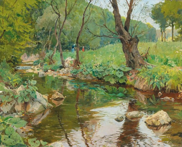 Main Product Photo of In the Sattelbach near Heiligenkreuz Painting by Eduard Zetsche