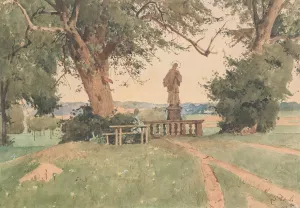 Landschaft mit Nepomuk-Statue Oil painting by Eduard Zetsche