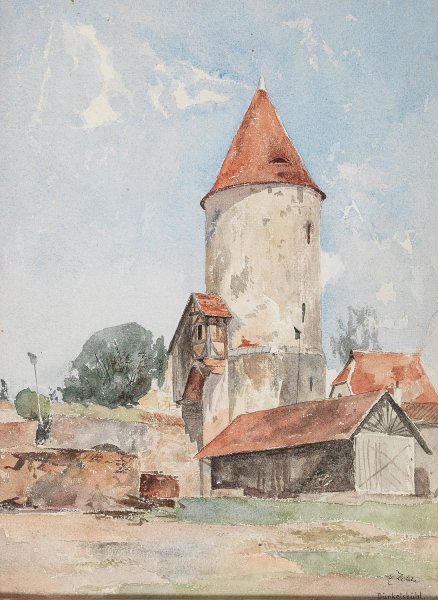 Turm in Dinkelsbuhl by Eduard Zetsche - Hand-Painted Oil Painting Reproduction