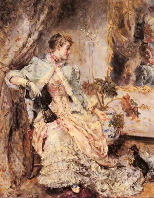 An Elegant Lady with Her Dog painting by Eduardo Leon Garrido