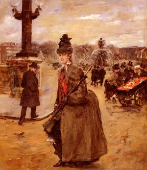 Elegante, Place De La Concorde, Paris by Eduardo Leon Garrido - Oil Painting Reproduction