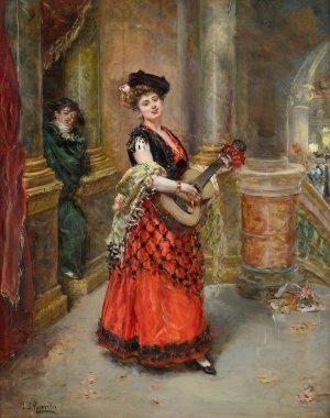 La Belle Guitariste by Eduardo Leon Garrido Oil Painting