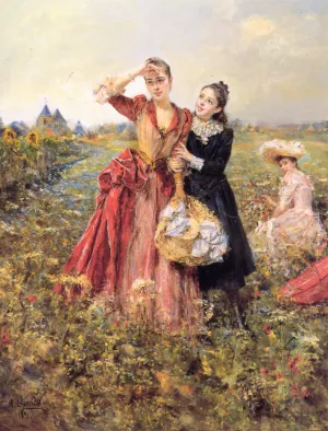 Picking Wildflowers by Eduardo Leon Garrido - Oil Painting Reproduction