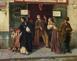Beim Pfandleiher by Eduardo Matania Oil Painting