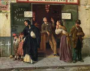 Beim Pfandleiher by Eduardo Matania Oil Painting