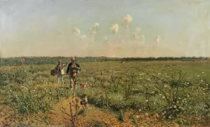 Quail Hunting with Pointing Dogs by Eduardo Monteforte Oil Painting