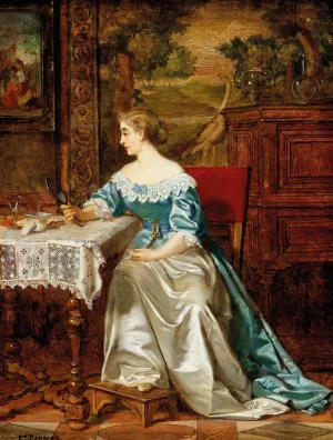 An Elegant Lady in a Historicist Interior by Eduardo Zamacois y Zabala Oil Painting