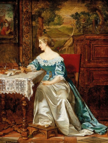 Main Product Photo of An Elegant Lady in a Historicist Interior Painting by Eduardo Zamacois y Zabala