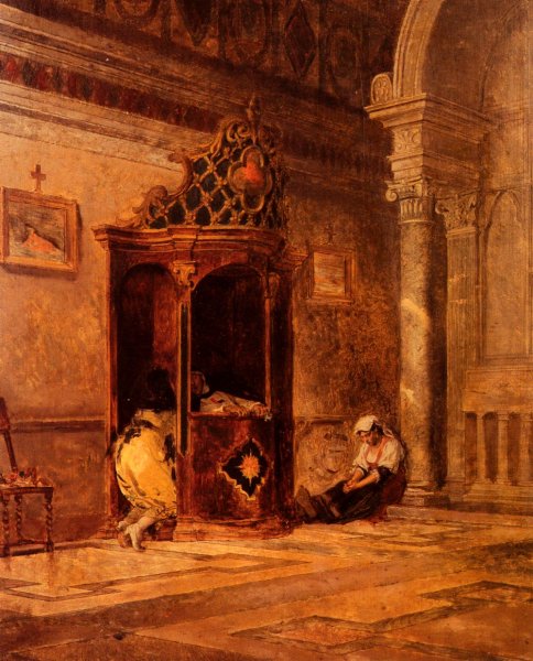Main Product Photo of Rival Confessors Painting by Eduardo Zamacois y Zabala