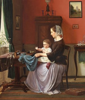Interior fra et borgerhjem, 1861 by Edvard Bentzen Oil Painting