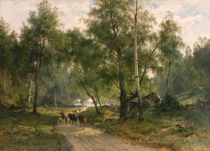 Beneath the Birches. Motif from Malaren by Edvard Bergh Oil Painting