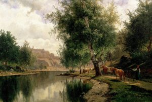 Summer Landscape by Edvard Bergh Oil Painting