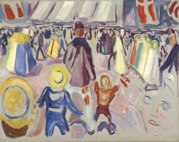 17th of May in a Small, Norwegian Town  by Edvard Munch - Hand-Painted Oil Painting Reproduction