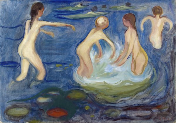 Bathing Girls  by Edvard Munch - Hand-Painted Oil Painting Reproduction