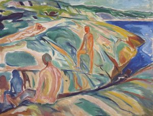 Bathing Men on Rocks by Edvard Munch Oil Painting