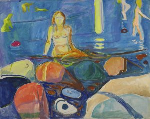 Bathing Woman and Children by Edvard Munch Oil Painting