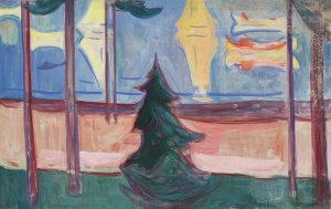 Beach Landscape with Trees and Boats by Edvard Munch Oil Painting