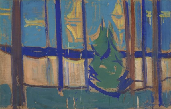 Main Product Photo of Beach Landscape with Trees and Boats  Painting by Edvard Munch