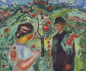 Beneath the Red Apples Oil painting by Edvard Munch