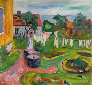 Clothes On A Line In asgardstrand by Edvard Munch Oil Painting