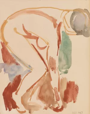 Framoverboyd kvinneakt by Edvard Munch Oil Painting