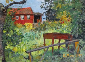 Garden With Red House by Edvard Munch Oil Painting