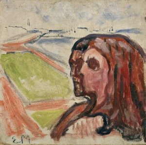 Head by Head in Landscape by Edvard Munch Oil Painting