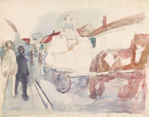 Hest og vogn i gate by Edvard Munch Oil Painting