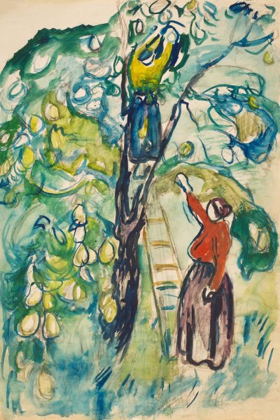 Kvinner hoster frukt  by Edvard Munch - Hand-Painted Oil Painting Reproduction