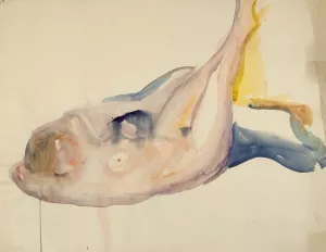 Liggende akt med hevede ben by Edvard Munch Oil Painting