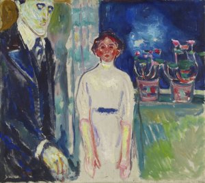 Man and Woman by the Window with Potted Plants by Edvard Munch Oil Painting