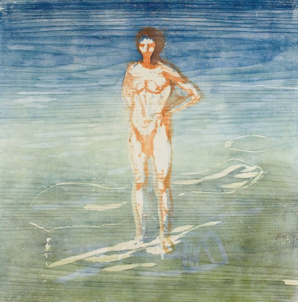 Man Bathing  by Edvard Munch - Hand-Painted Oil Painting Reproduction
