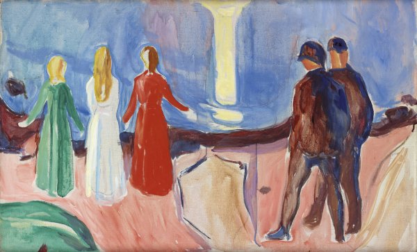 Main Product Photo of Meeting on the Beach  Painting by Edvard Munch