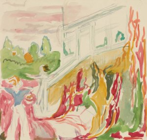 Mote ved veranda by Edvard Munch Oil Painting