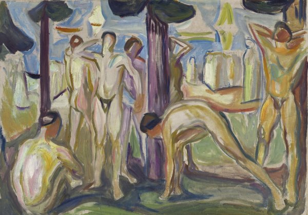 Main Product Photo of Naked Men in Landscape  Painting by Edvard Munch