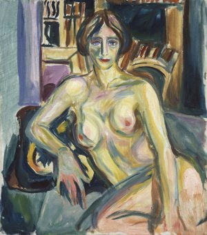 Nude, Sitting on the Couch by Edvard Munch Oil Painting
