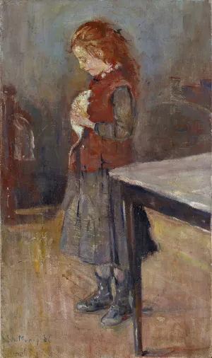 Redhaired Girl With White Rat Oil painting by Edvard Munch