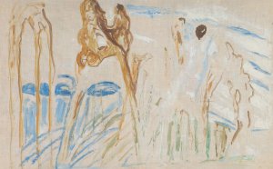 Rugged Trunks in Snow by Edvard Munch Oil Painting